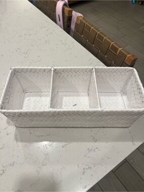 White Woven 3-Compartment Organizer